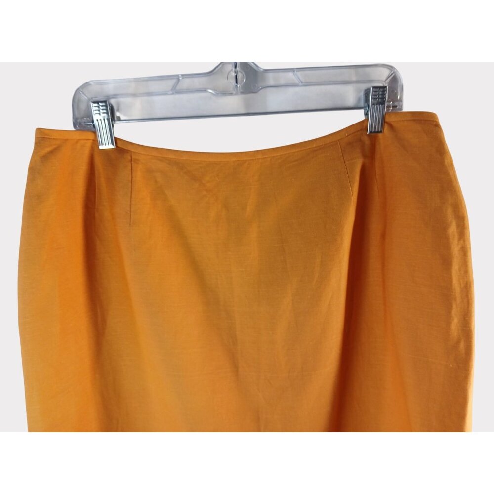 Kasper Womens Orange Pencil Skirt Size 18 Linen Blend Lining Back Zip - Picture 2 of 7